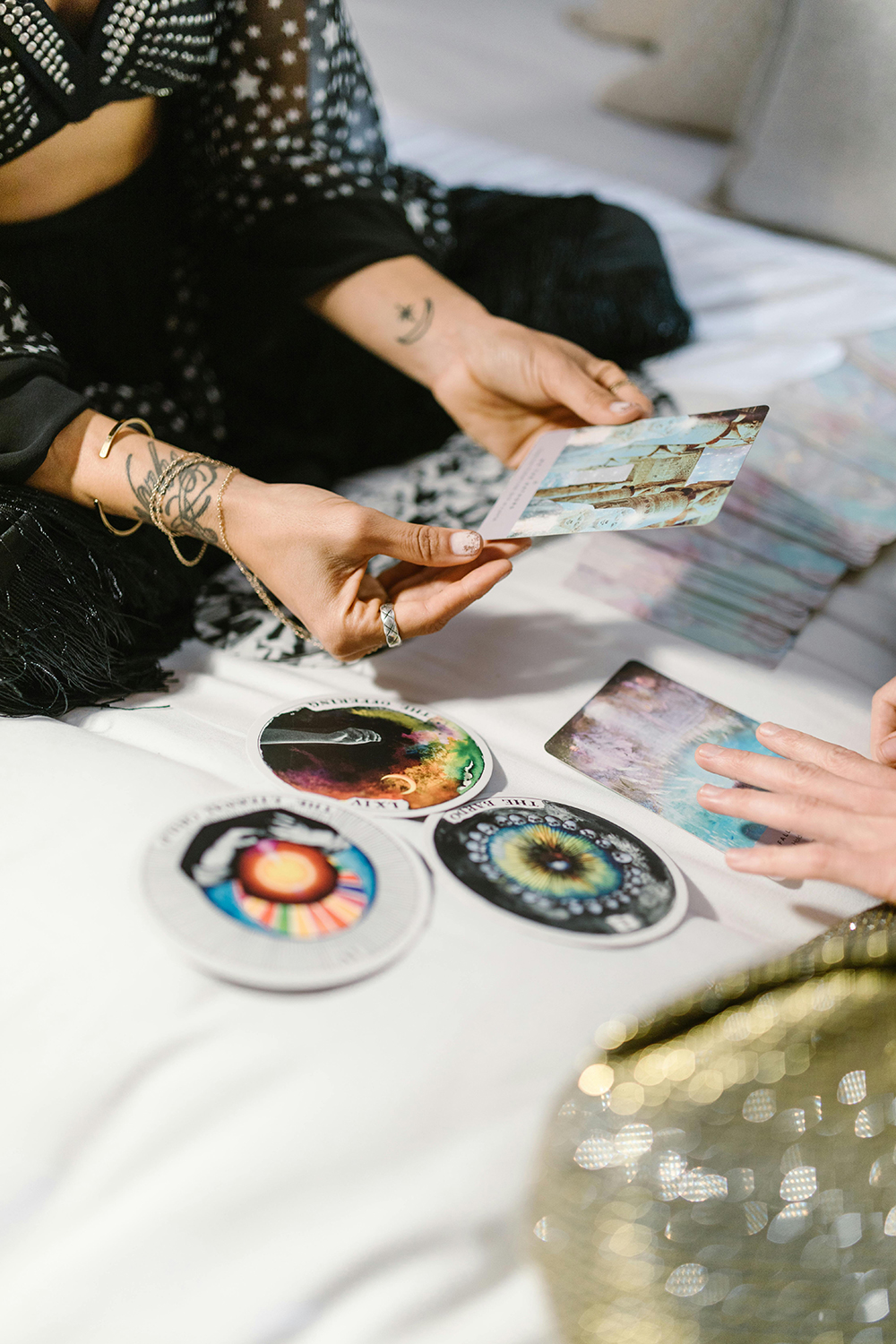 Cards and creative materials arranged on a table